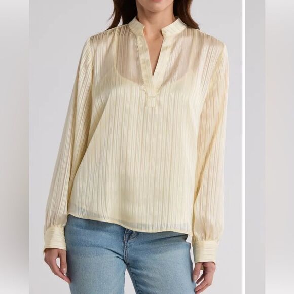 NWOT 7 For All Mankind Stripe Long Sleeve Blouse - Picture 1 of 8